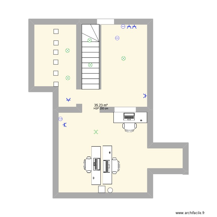Bureau GR-ELEC. Plan de 1 pièce et 35 m2