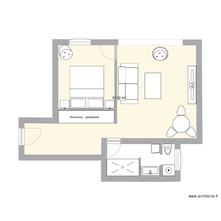 EMMA 2. Plan de 1 pièce et 31 m2