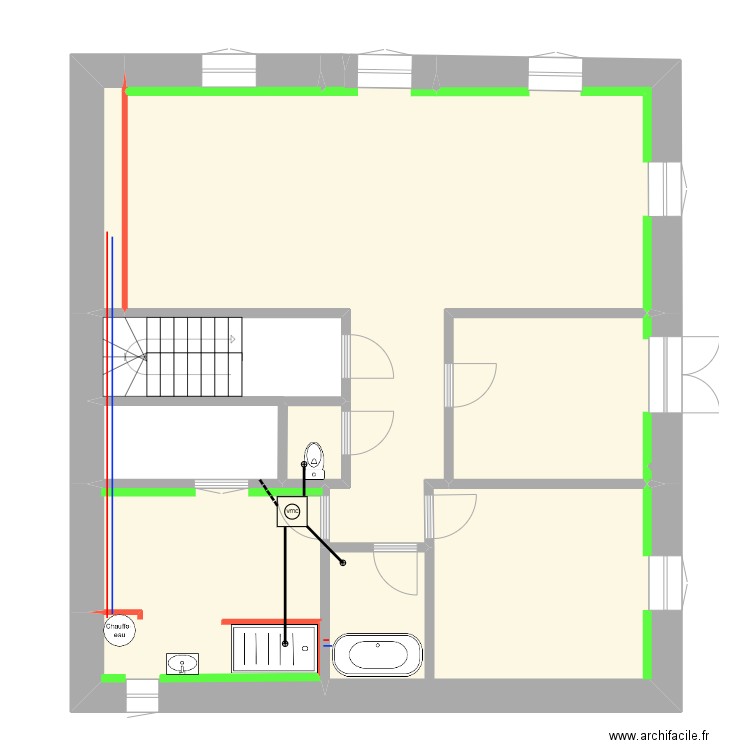 BROUSSON 2. Plan de 6 pièces et 91 m2