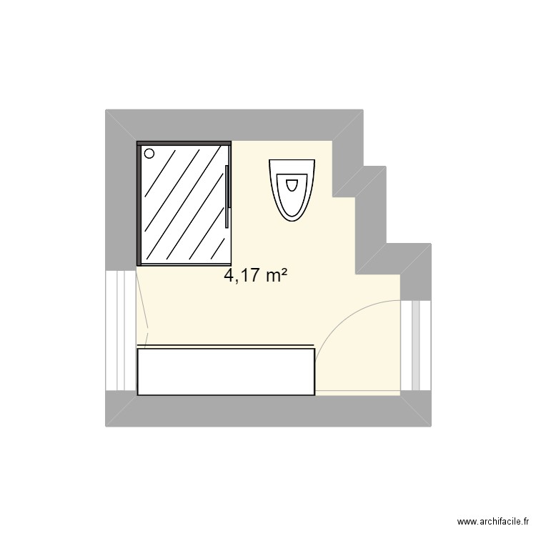 SDB. Plan de 1 pièce et 4 m2