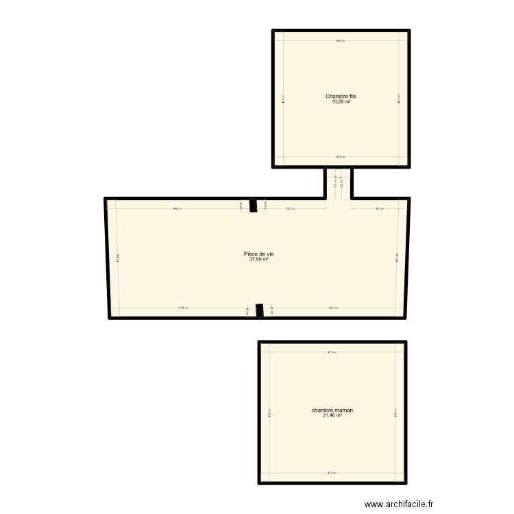 Carbonneaux existant. Plan de 6 pièces et 122 m2