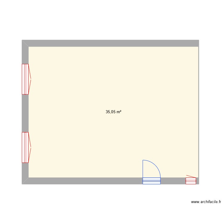 agrandissement. Plan de 1 pièce et 35 m2