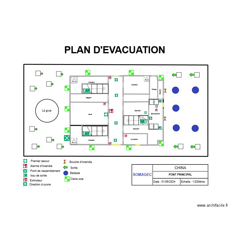 CHINA PLAN ECACUATION 1. Plan de 2 pièces et 32 m2