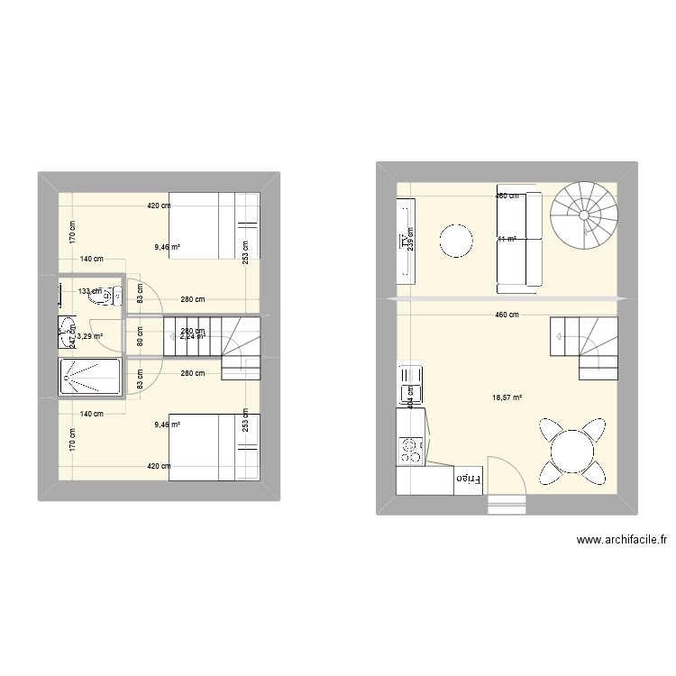 Maisonnette. Plan de 6 pièces et 54 m2