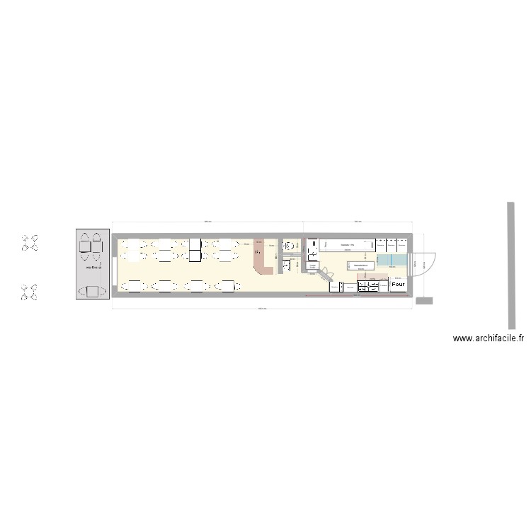 Restau Demi v7. Plan de 1 pièce et 41 m2