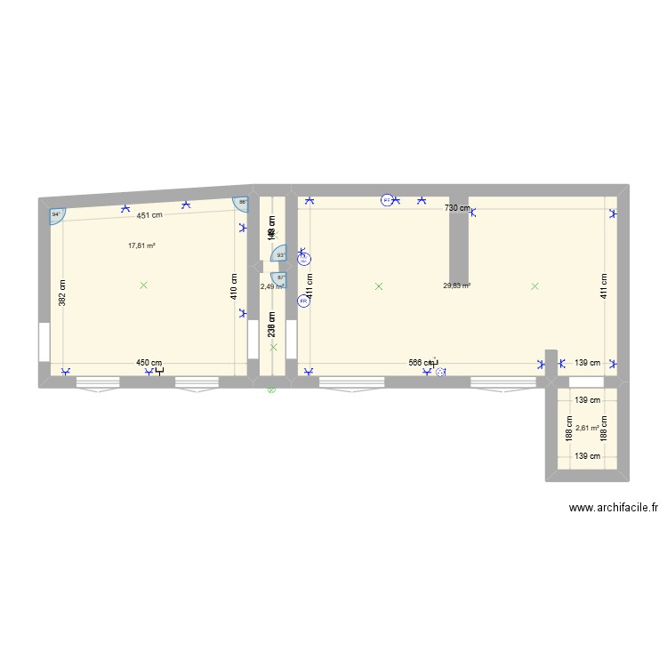 sentier des trieux. Plan de 4 pièces et 53 m2