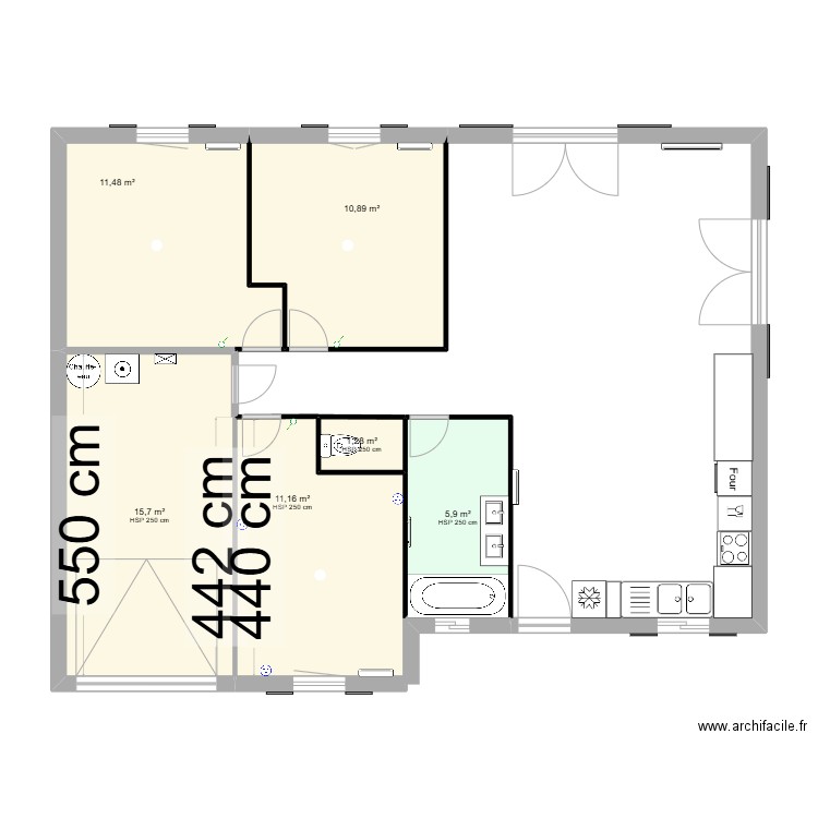 maison elec. Plan de 6 pièces et 56 m2