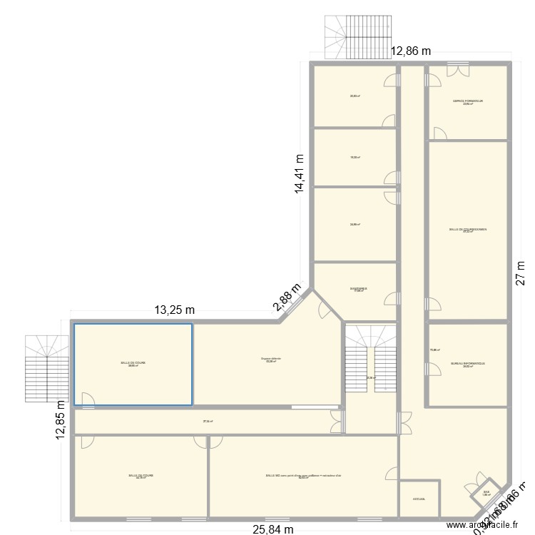 TOULOUSE Bâtiment B RDC. Plan de 16 pièces et 519 m2