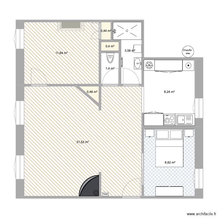 Bellamy Option 2. Plan de 9 pièces et 67 m2