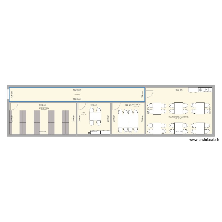 aménagement plateforme. Plan de 5 pièces et 133 m2