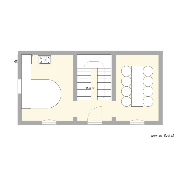 SVP1. Plan de 1 pièce et 42 m2