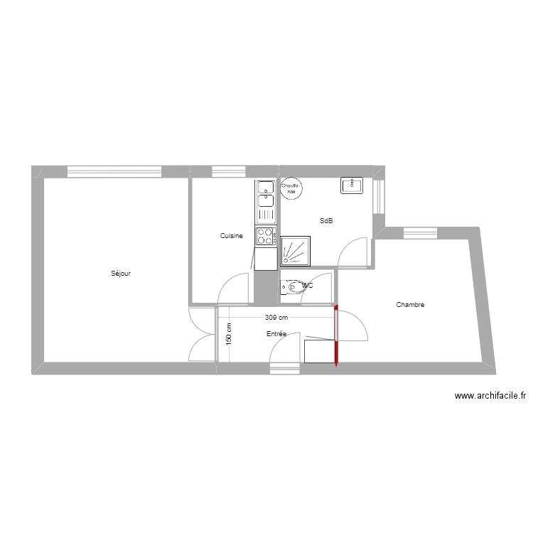 6 place de la fontaine V1. Plan de 6 pièces et 50 m2