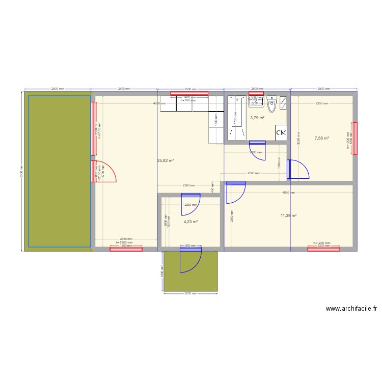 Д Клин. Plan de 7 pièces et 69 m2