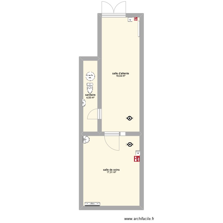 plan cabinet. Plan de 3 pièces et 41 m2