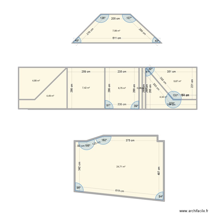 chambre. Plan de 10 pièces et 67 m2