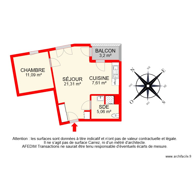 22593. Plan de 8 pièces et 65 m2