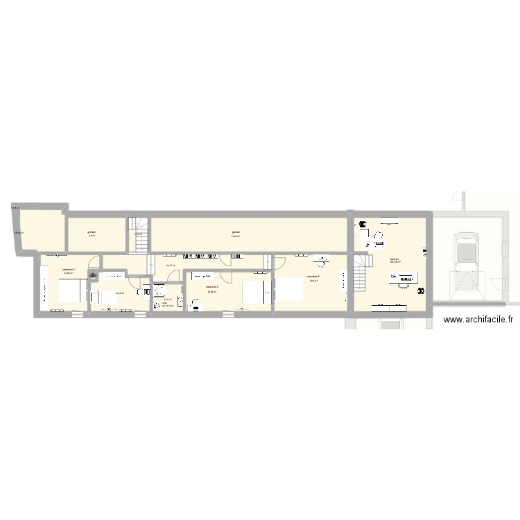 maison etage. Plan de 29 pièces et 373 m2