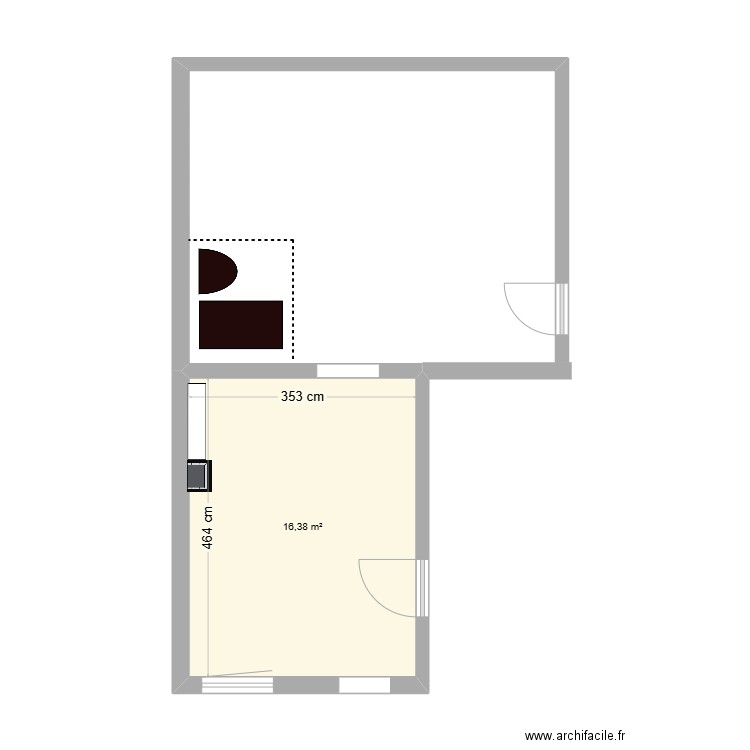 Salle1. Plan de 1 pièce et 16 m2