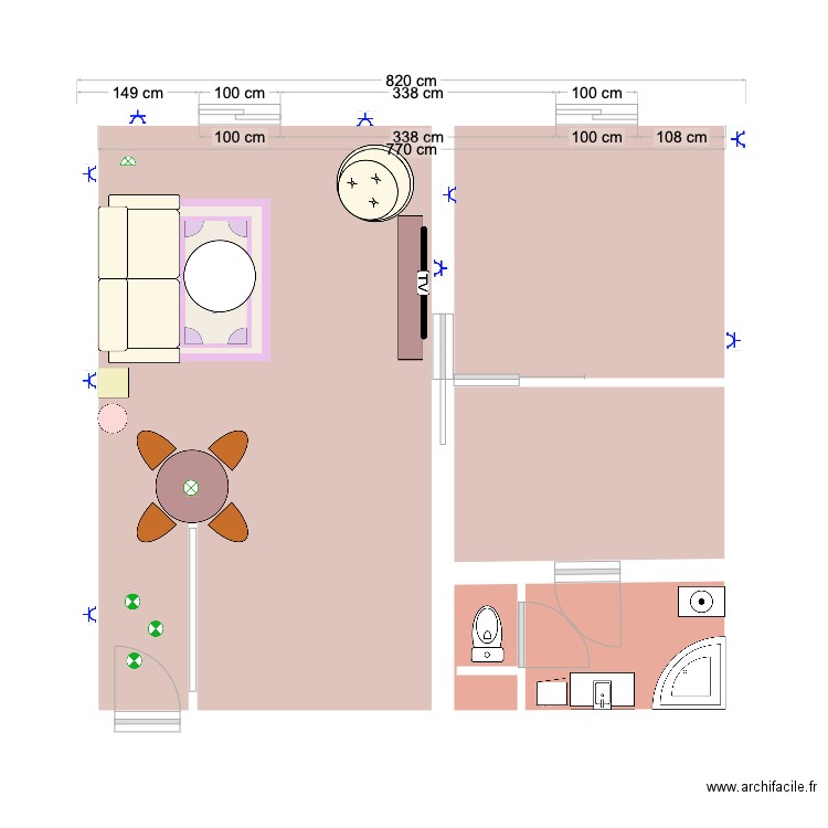 Home. Plan de 4 pièces et 52 m2