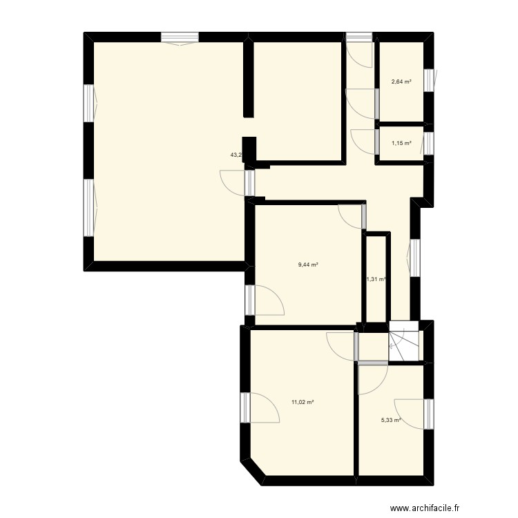 maison. Plan de 7 pièces et 74 m2