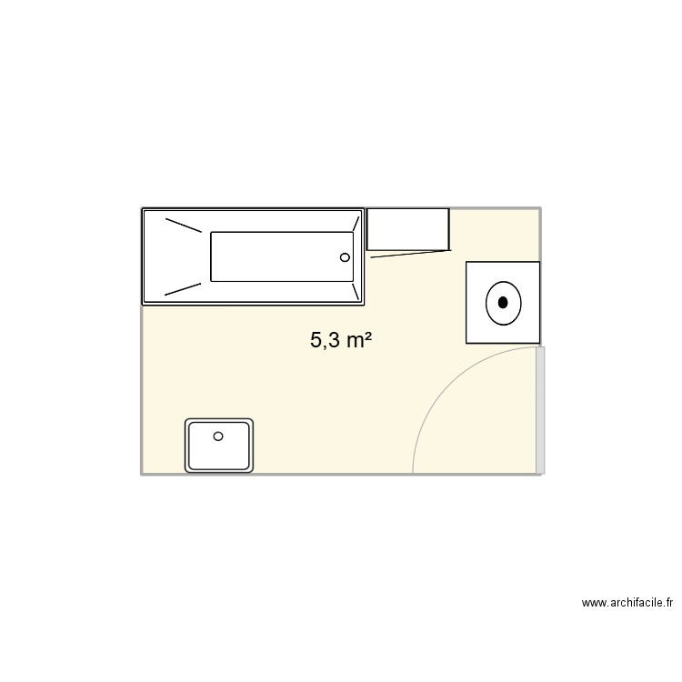 salle de bain. Plan de 1 pièce et 5 m2