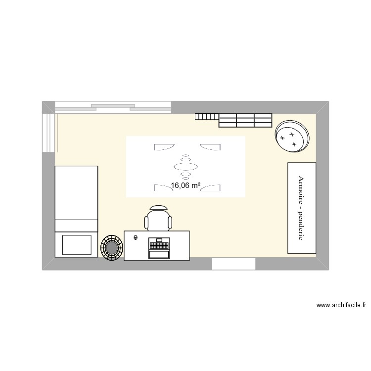 assia. Plan de 1 pièce et 16 m2