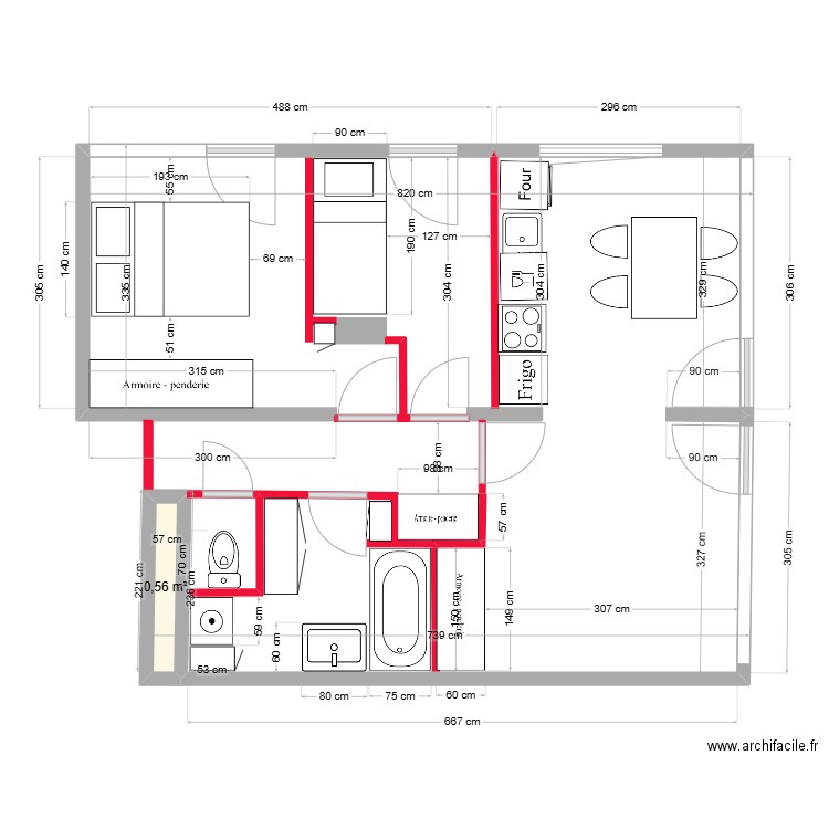 A.L. Plan 1. Plan de 1 pièce et 1 m2