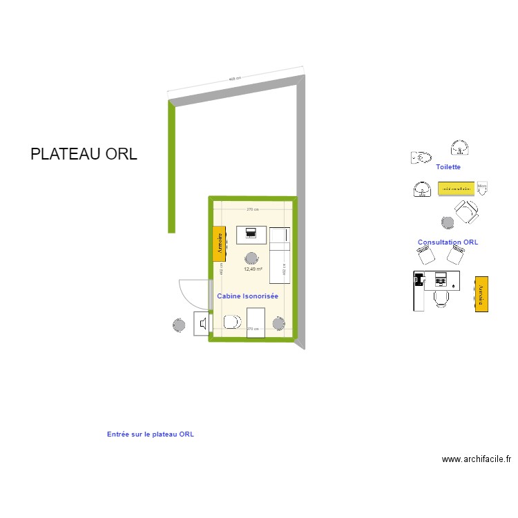 CDL plateau ORL 3. Plan de 1 pièce et 12 m2