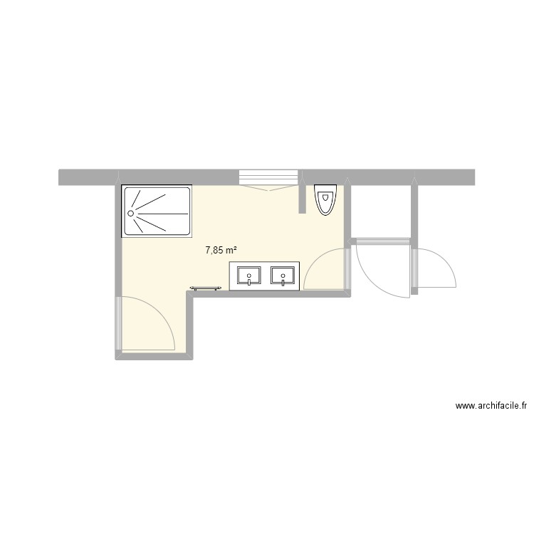 SALLE DE BAIN . Plan de 1 pièce et 8 m2