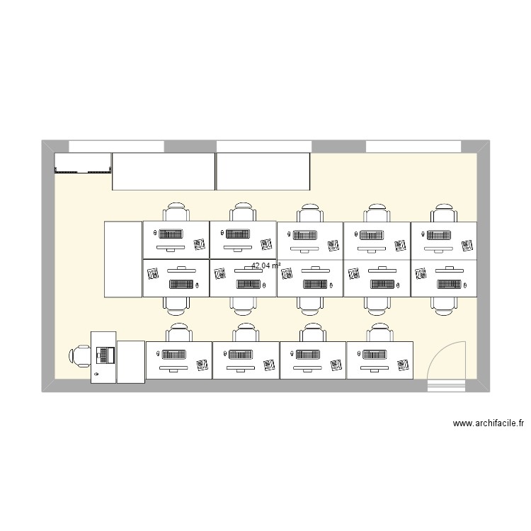 classe 306. Plan de 1 pièce et 42 m2