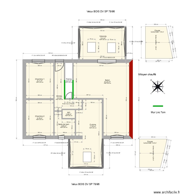 ML24019205. Plan de 21 pièces et 222 m2