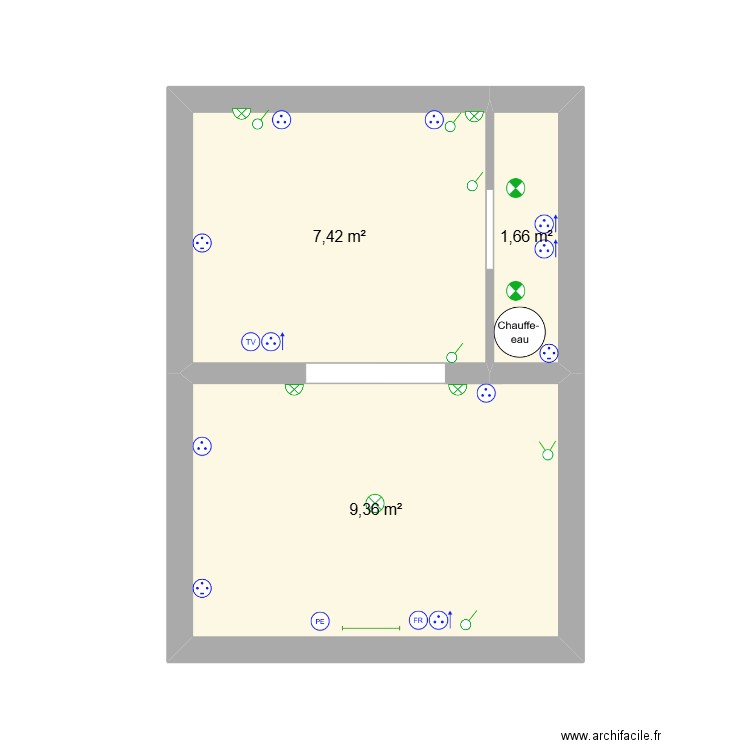 Projet Cathédrale. Plan de 3 pièces et 18 m2