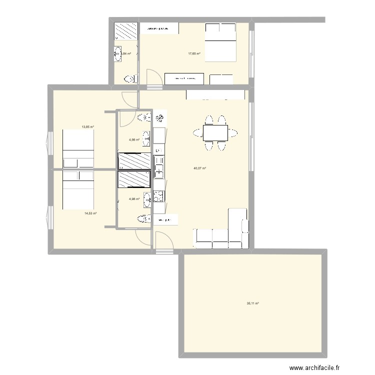 PROJET SUD. Plan de 8 pièces et 135 m2