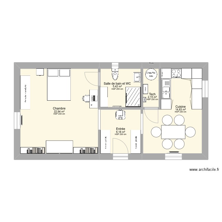 murbo. Plan de 5 pièces et 52 m2