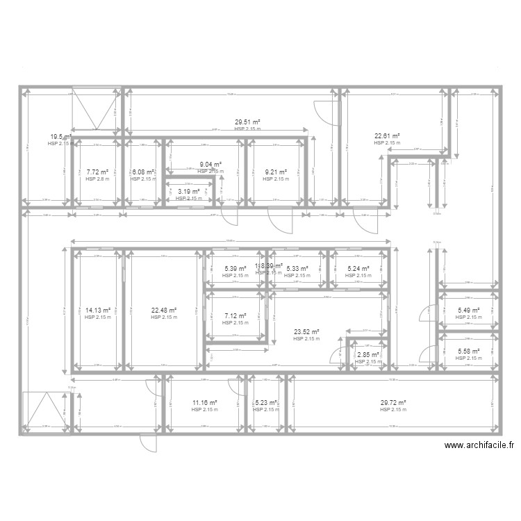 Projet Wahlhausen 1. Plan de 22 pièces et 369 m2