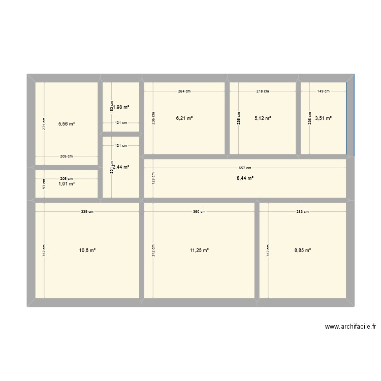 Appart CDC Habitat. Plan de 11 pièces et 66 m2