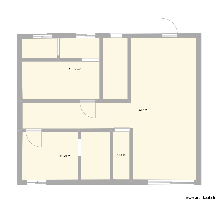 2 BEDROMS. Plan de 4 pièces et 62 m2