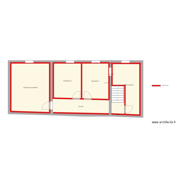 Gaffard etage projet. Plan de 11 pièces et 94 m2