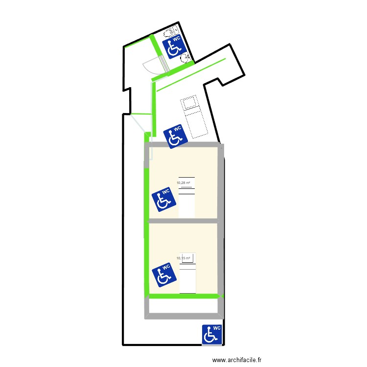 local couloir g 1. Plan de 2 pièces et 20 m2