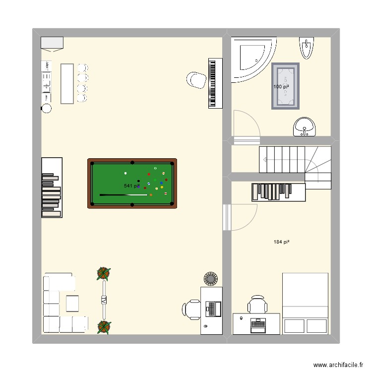 math. Plan de 3 pièces et 77 m2