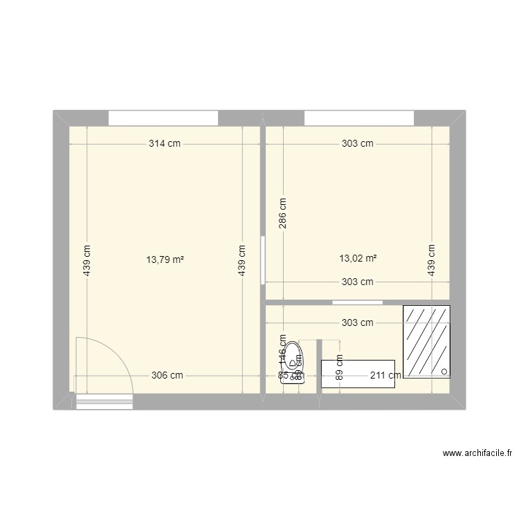 LOT 10. Plan de 2 pièces et 27 m2