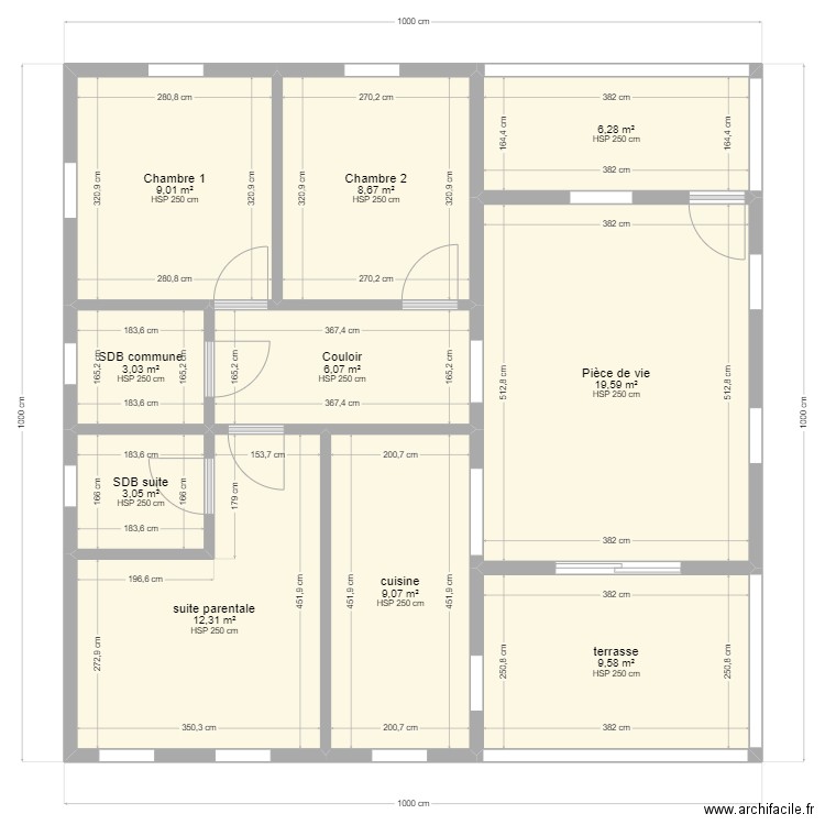 villa nena t4. Plan de 10 pièces et 87 m2