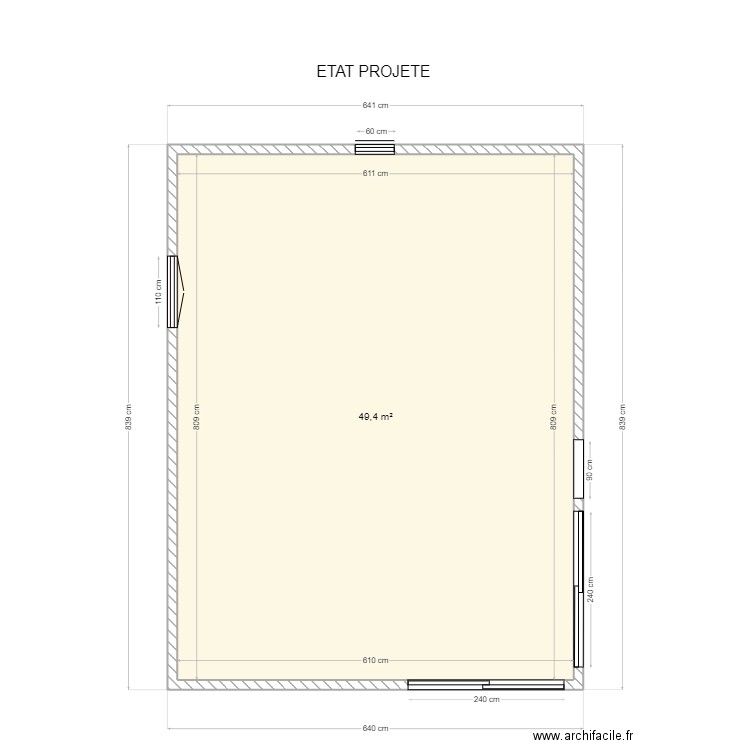 MAISON_PROJETTE. Plan de 1 pièce et 49 m2