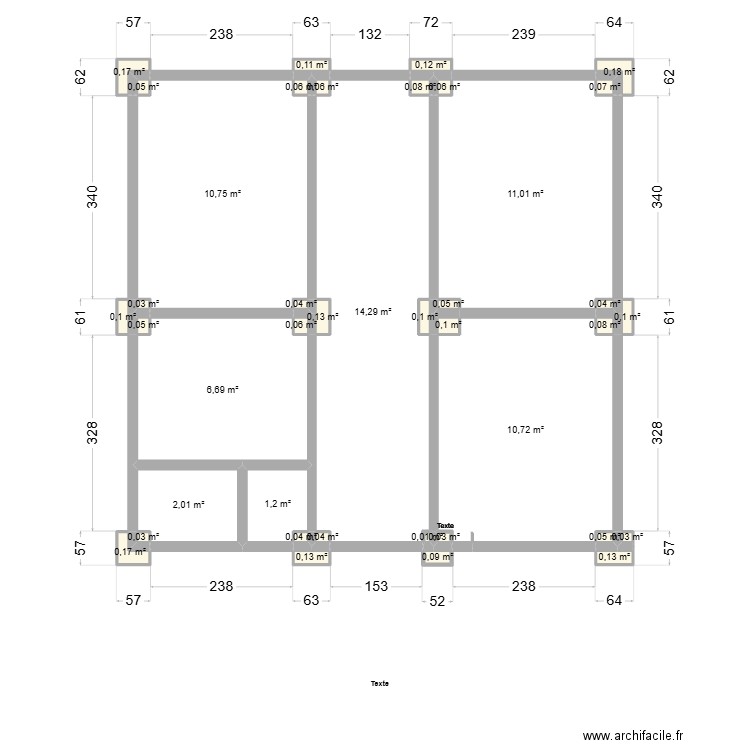 HANNOUTE. Plan de 40 pièces et 59 m2