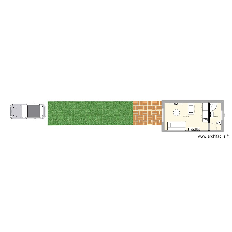 STUDIO LOCATION PLAN . Plan de 2 pièces et 17 m2