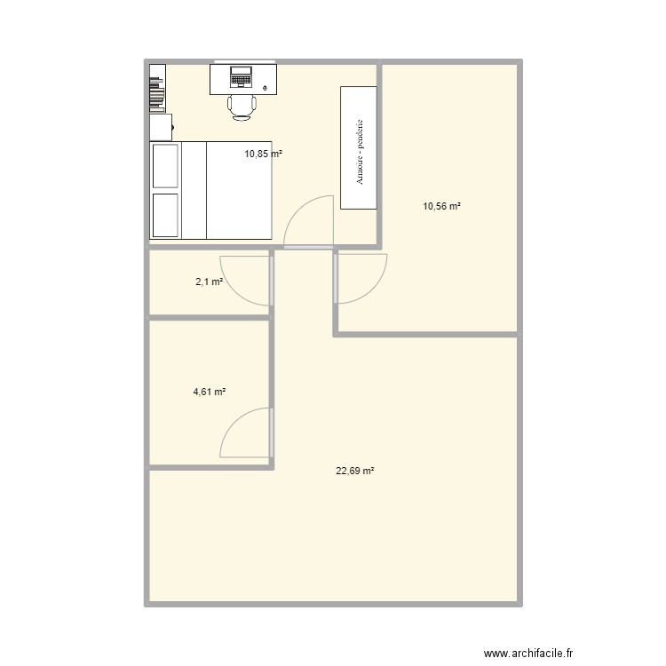 daflon. Plan de 5 pièces et 51 m2