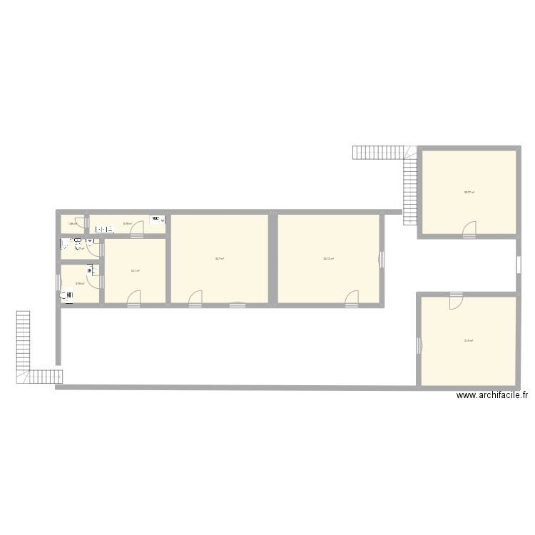 Etage . Plan de 9 pièces et 160 m2