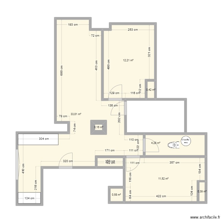 appart Selongey. Plan de 9 pièces et 65 m2