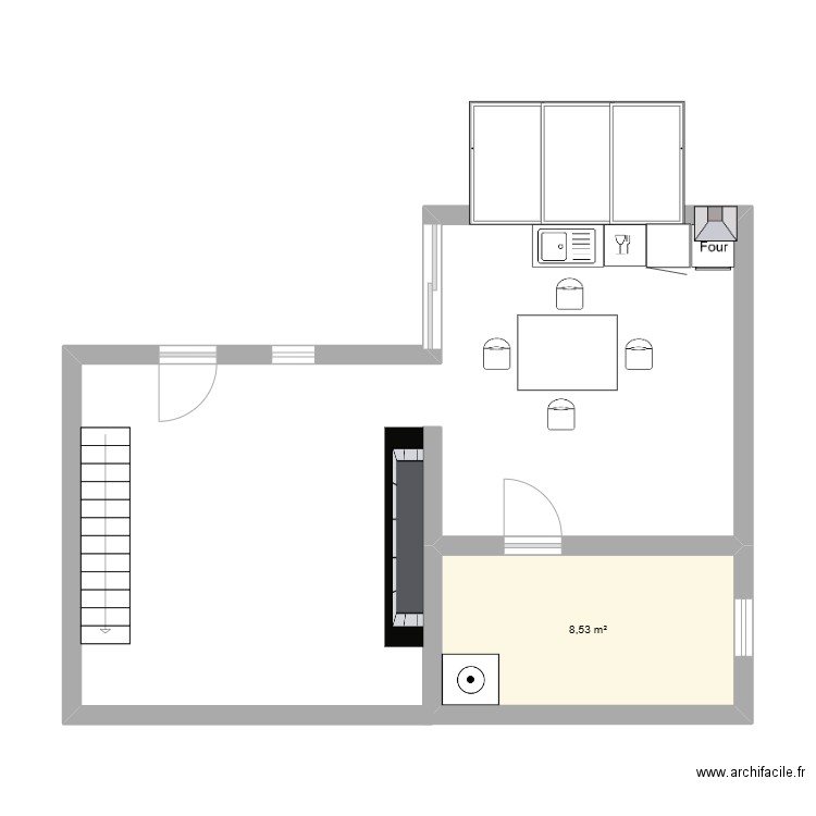 MAISON. Plan de 1 pièce et 9 m2