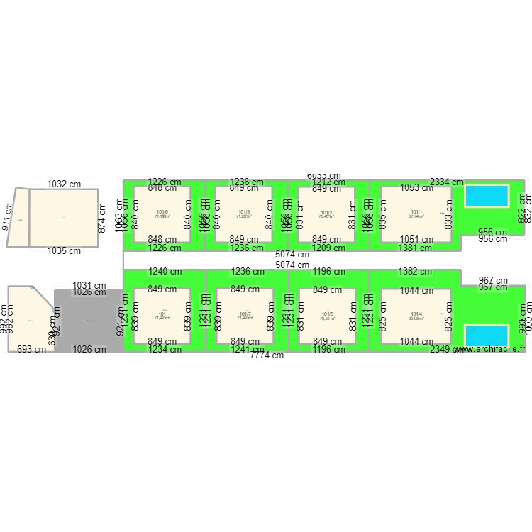 plan masse hua tyanon. Plan de 20 pièces et 2198 m2